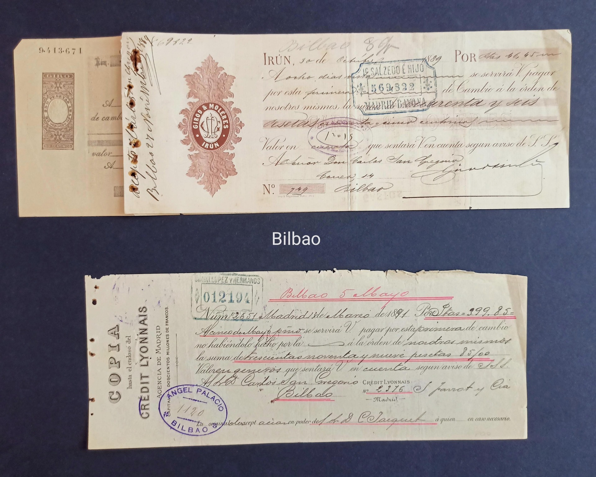 Letras de cambio Irún/Bilbao