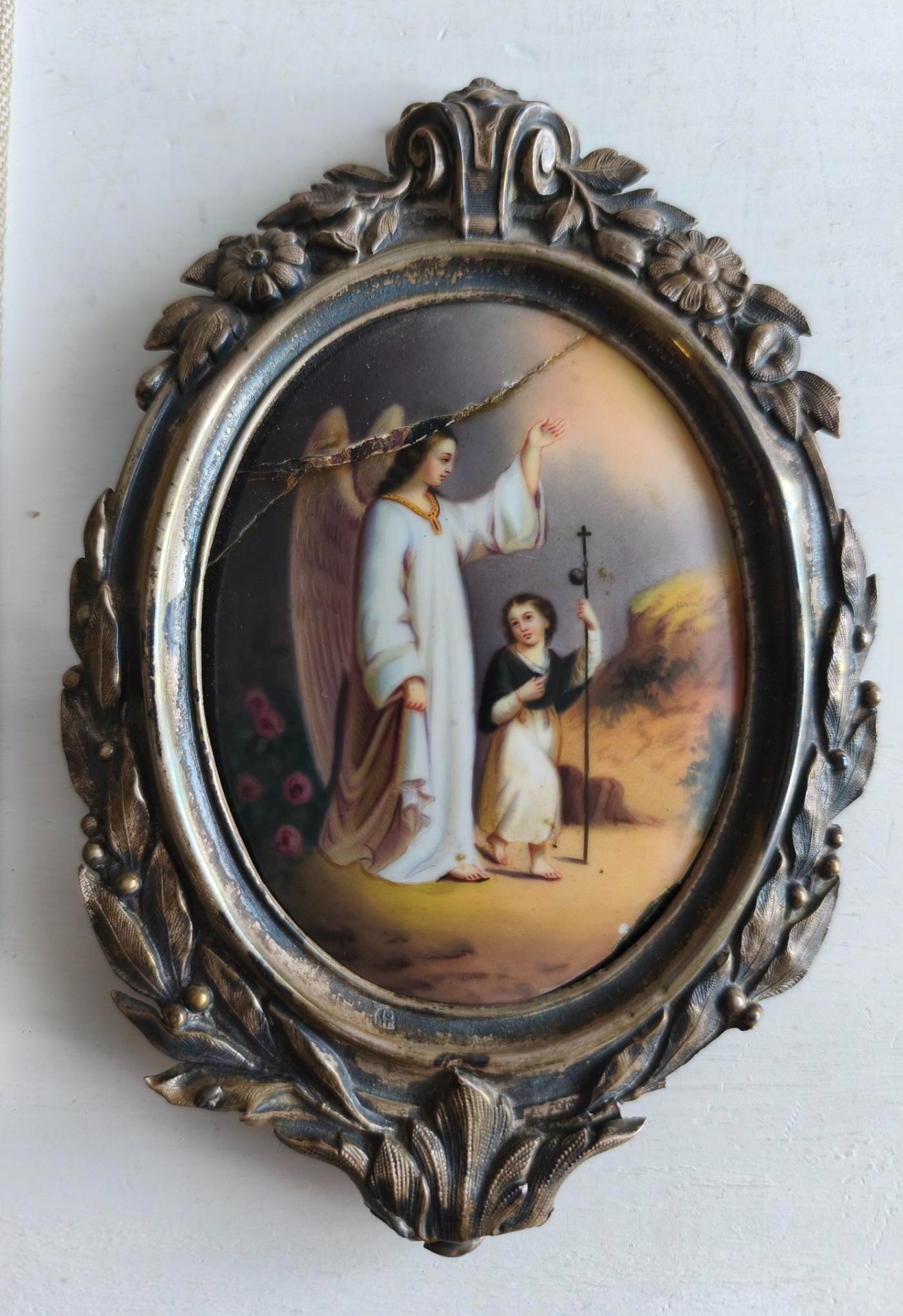 Miniatura antigua pintada sobre marfil